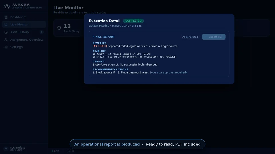 An operational report is produced